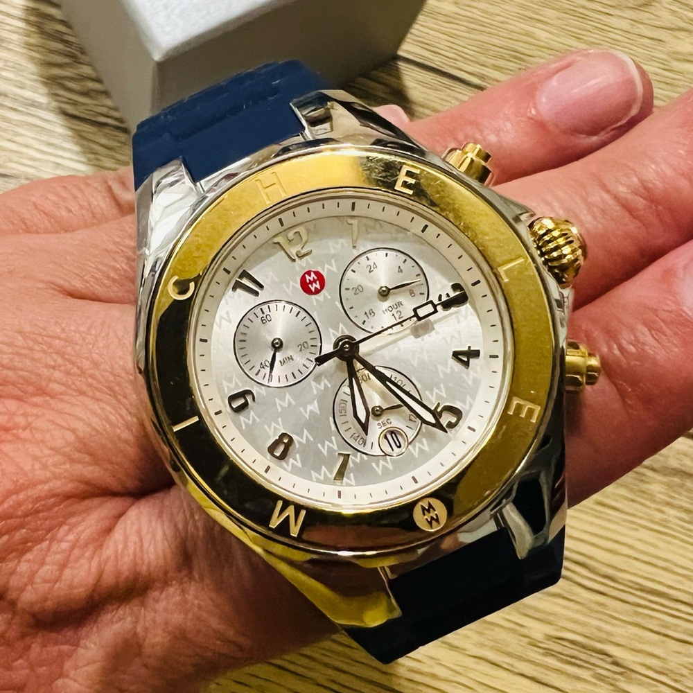 Michele Gold and Blue Women's Watch